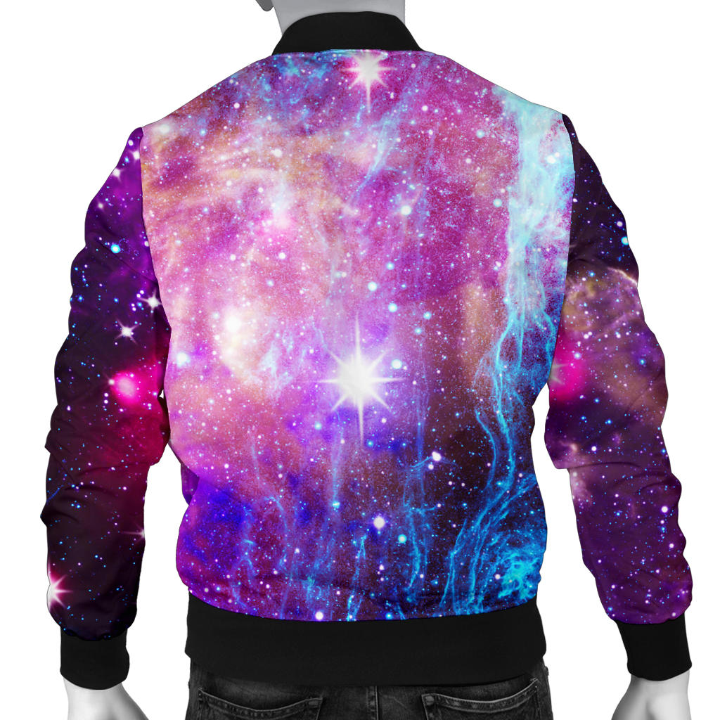 Galaxy Night Purple Space Print  Men Bomber Jacket