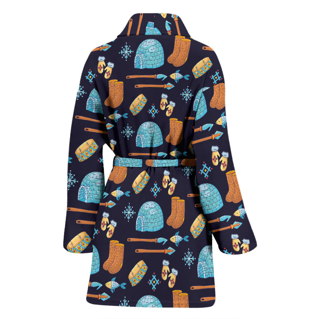 Eskimo Pattern Print Design 02 Women Bathrobe