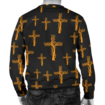 Christian Tree of Life Cross Design Men Long Sleeve Sweatshirt