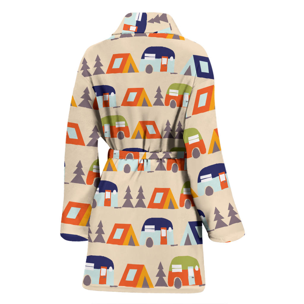 Camper Tent Pattern Print Design 03 Women Bathrobe