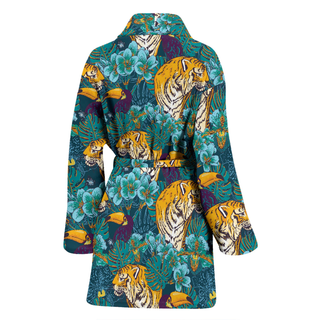 Tiger Tropical Print Design LKS301 Women Bathrobe