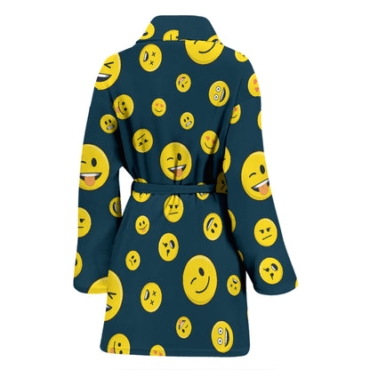 Smiley Face Emoji Print Design LKS301 Women Bathrobe