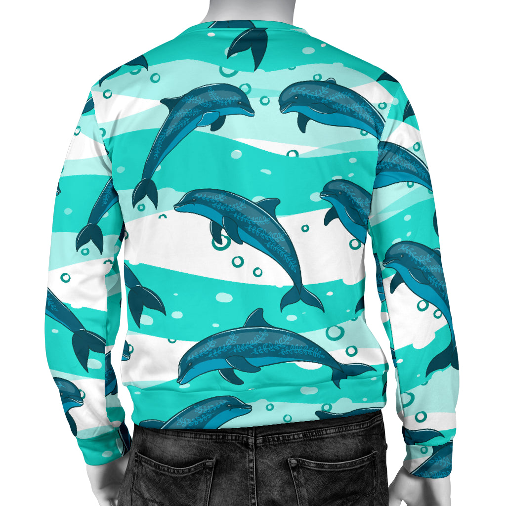 Dolphin Design Print Pattern Men Long Sleeve Sweatshirt