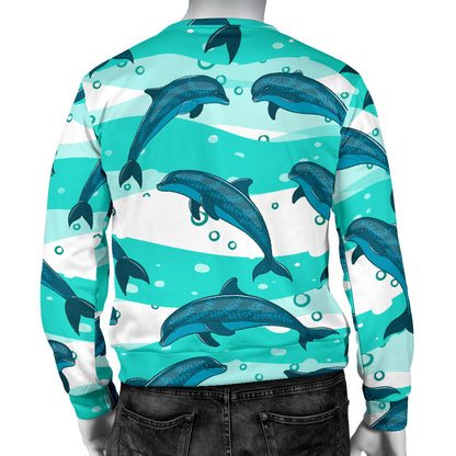 Dolphin Design Print Pattern Men Long Sleeve Sweatshirt