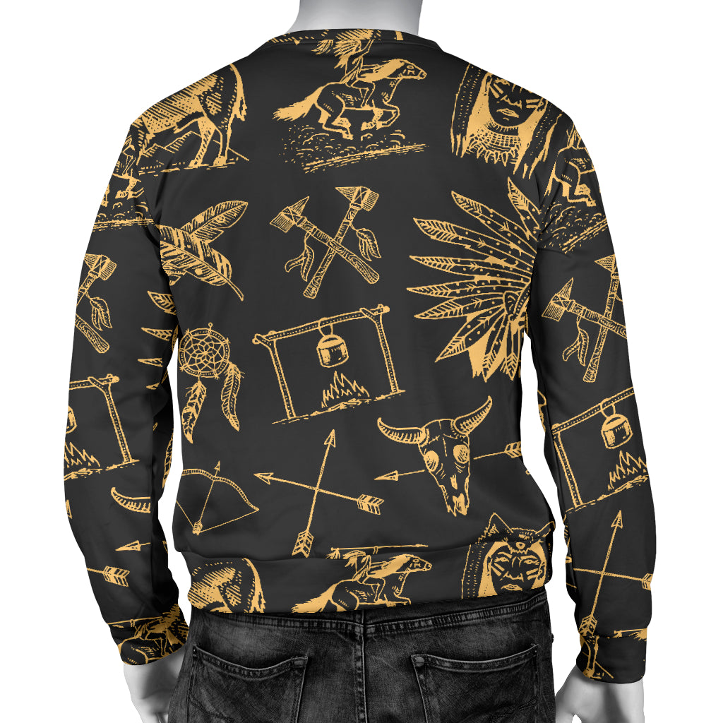 American indian Gold Style Men Long Sleeve Sweatshirt