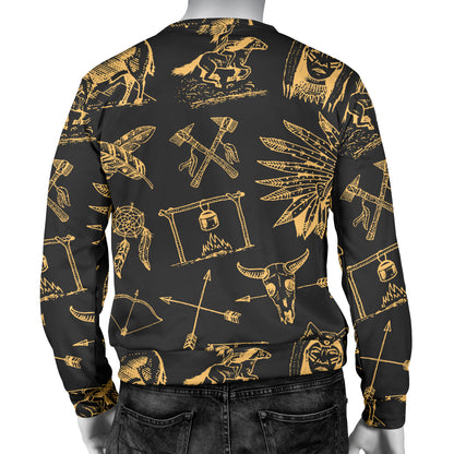 American indian Gold Style Men Long Sleeve Sweatshirt