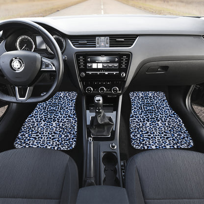 Leopard Blue Skin Print Car Floor Mats Front Back