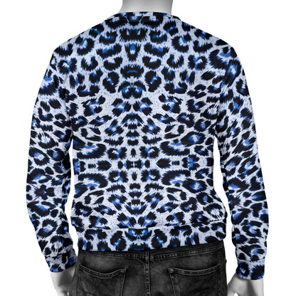 Leopard Blue Skin Print Men Long Sleeve Sweatshirt