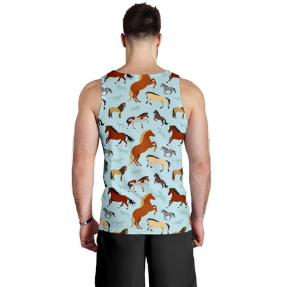 Horse Cute Themed Pattern Print Men Tank Top