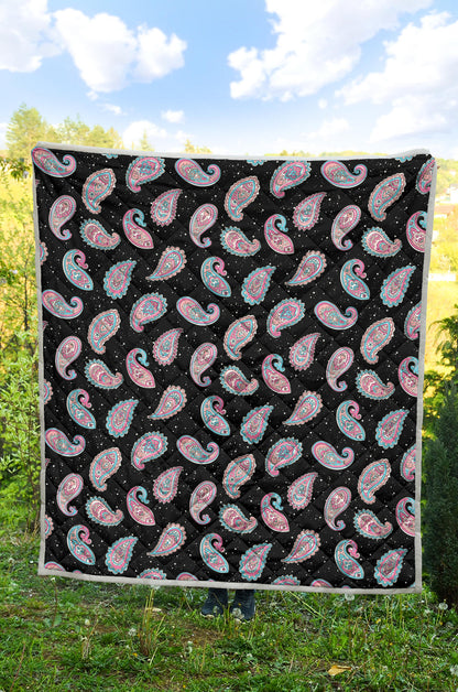 Paisley Pink Design Mandala Print Quilt Bedspread