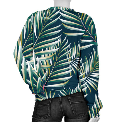 Sun Spot Tropical Palm Leaves hower Curtain Women Long Sleeve Sweatshirt