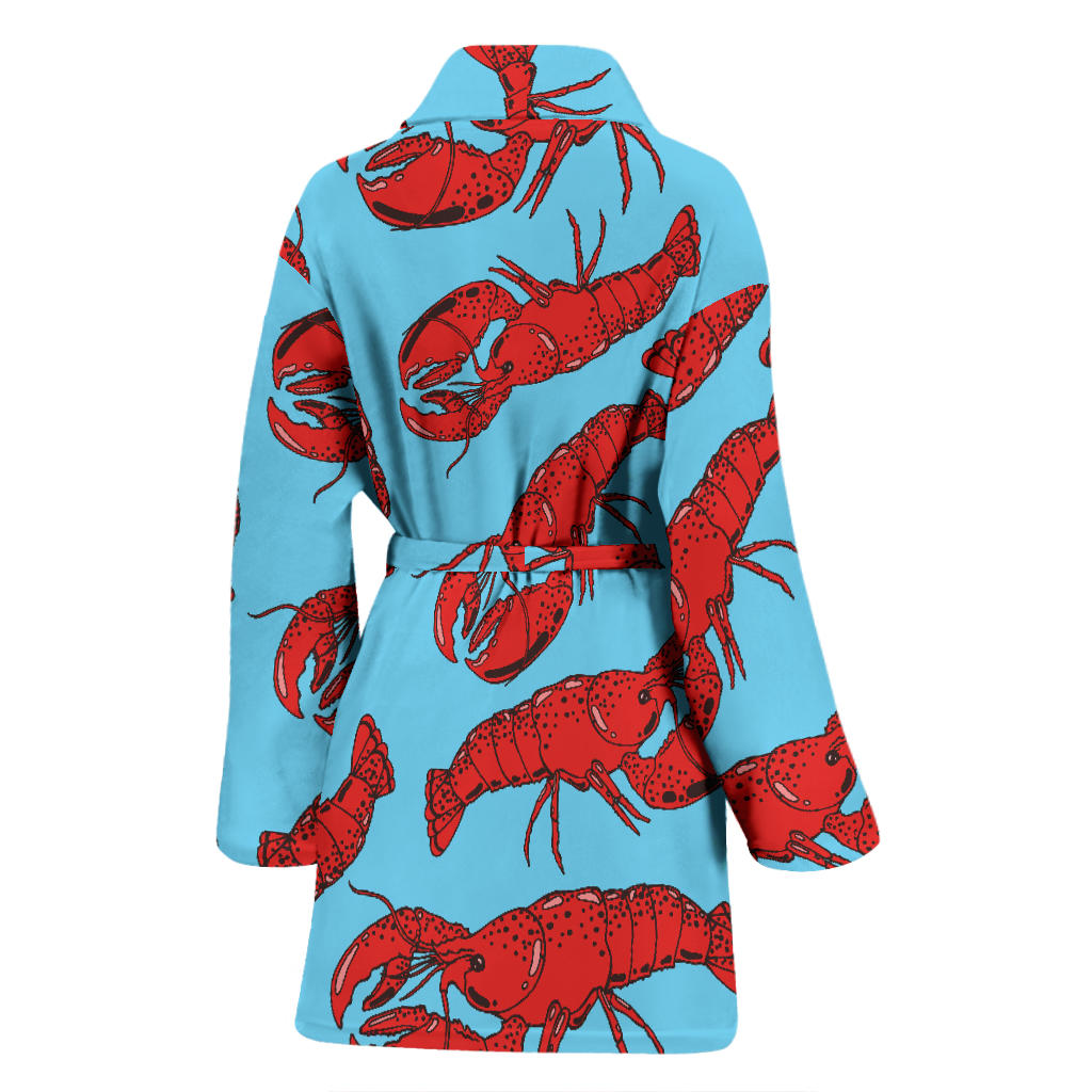Lobster Red Pattern Print Design 03 Women Bathrobe