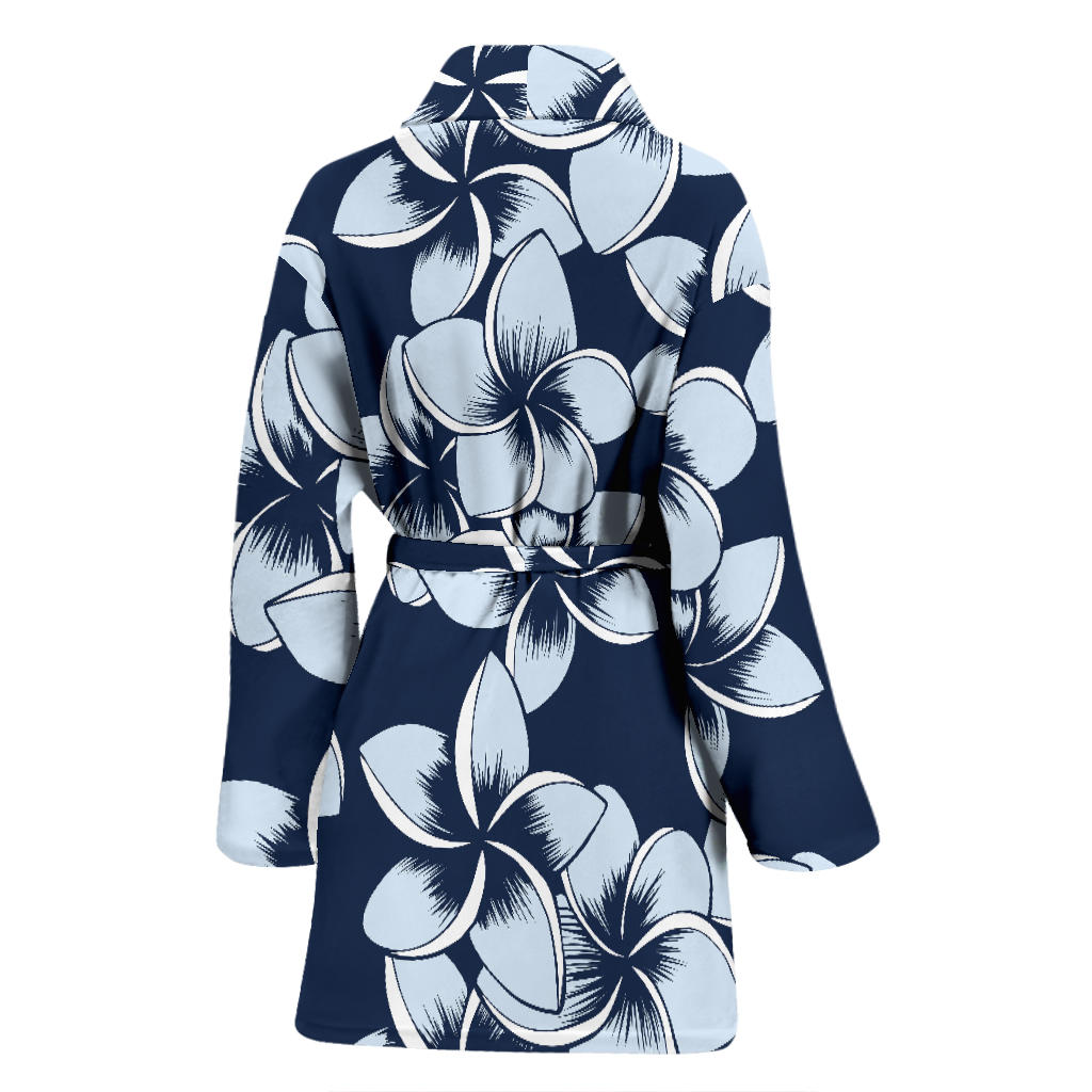 Plumeria Pattern Print Design A02 Women Bathrobe