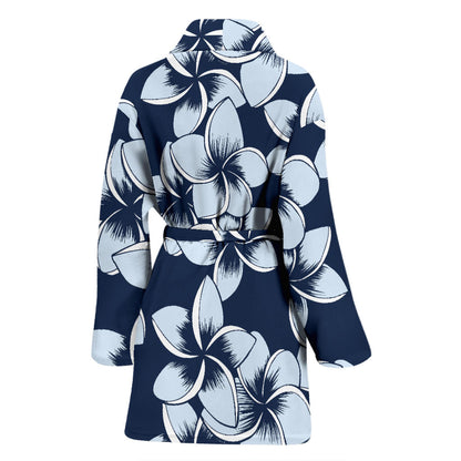 Plumeria Pattern Print Design A02 Women Bathrobe