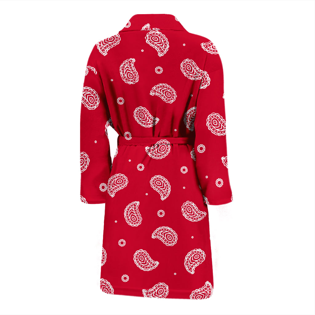Bandana Red Paisley Print Design LKS305 Men Bathrobe