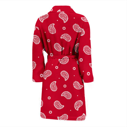 Bandana Red Paisley Print Design LKS305 Men Bathrobe