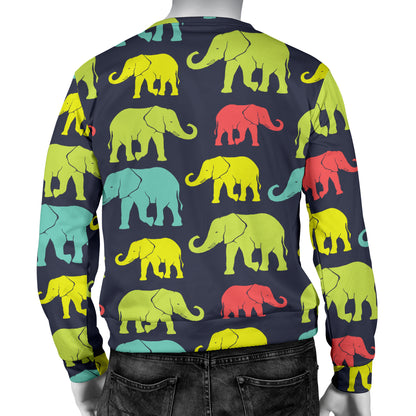 Elephant Neon Color Print Pattern Men Long Sleeve Sweatshirt