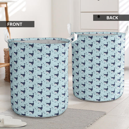 Whale Cute Design Themed Print Laundry Basket