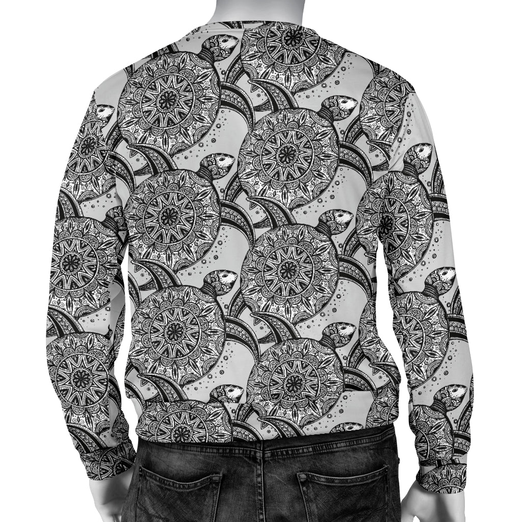 Tribal Turtle Polynesian Themed Print Men Long Sleeve Sweatshirt