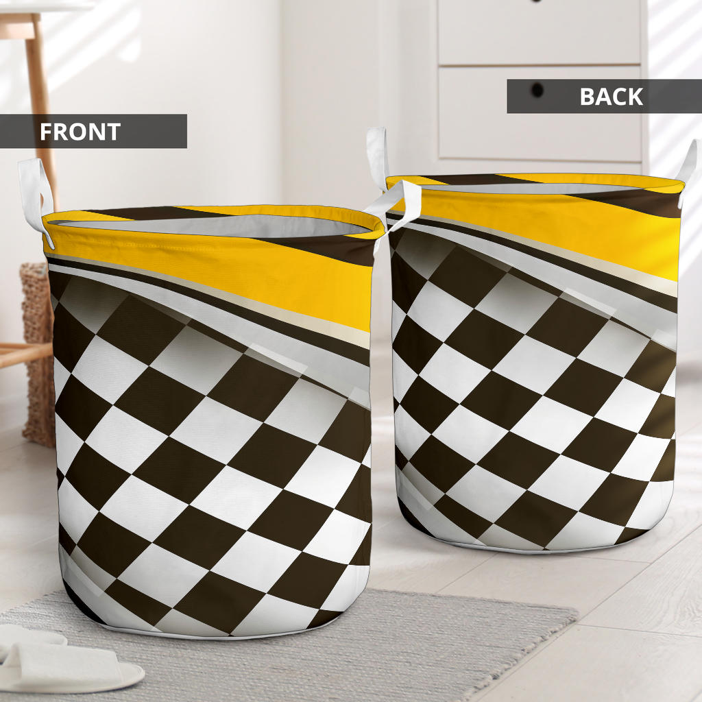 Checkered Flag Racing Style Laundry Basket