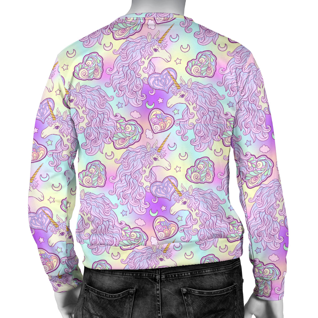 Unicorn Rainbow Star Heart Print Men Long Sleeve Sweatshirt