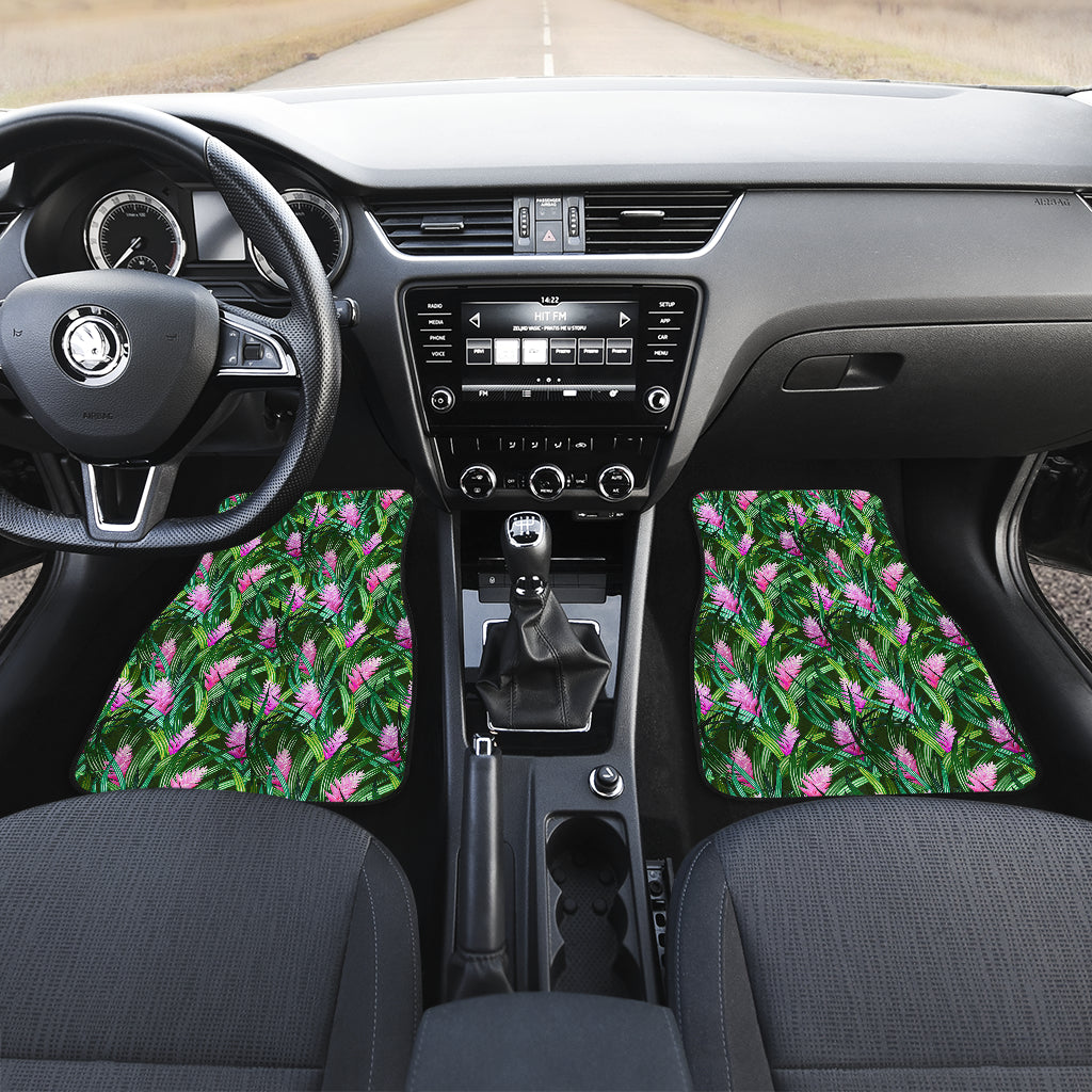 Tropical Folower Pink Heliconia Print Car Floor Mats Front Back
