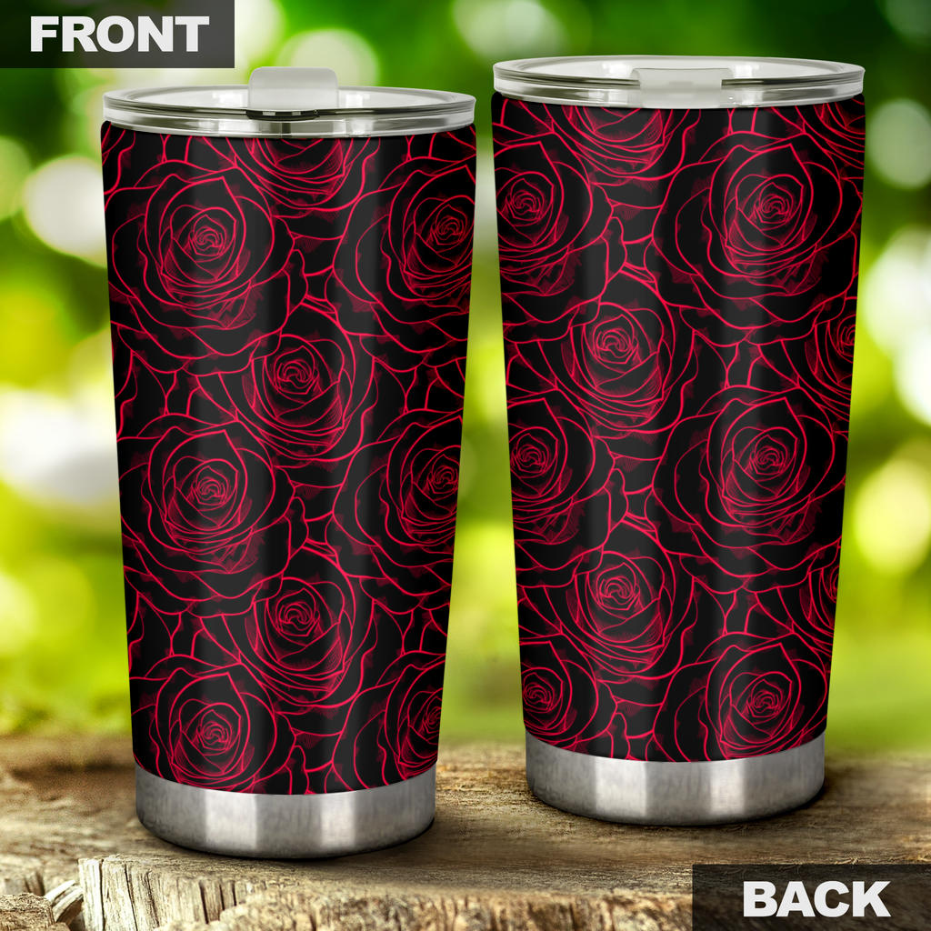 Red Rose Design Print Tumbler