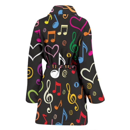 Music note Pattern Print Design A01 Women Bathrobe