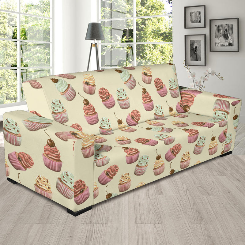 Cupcake Pattern Print Design 04 Sofa Slipcover