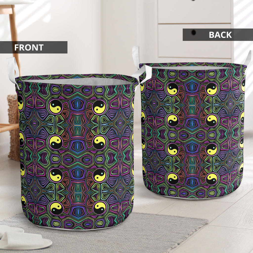 Yin Yang Neon Color Design Print Laundry Basket