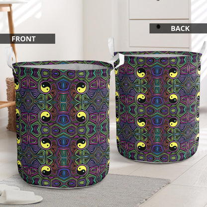 Yin Yang Neon Color Design Print Laundry Basket
