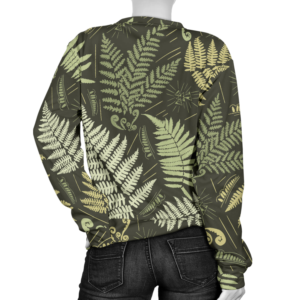 Fern Leave Green Print Pattern Women Long Sleeve Sweatshirt