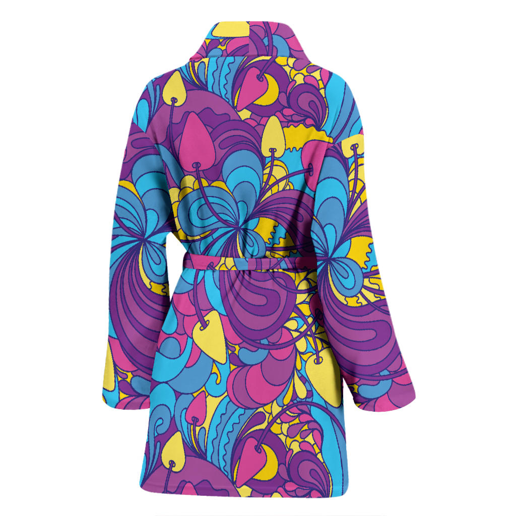 Psychedelic Mushroom Pattern Print Design A03 Women Bathrobe