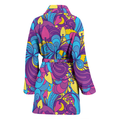 Psychedelic Mushroom Pattern Print Design A03 Women Bathrobe