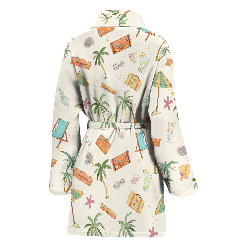Beach Themed Pattern Print Design 05 Women Bathrobe