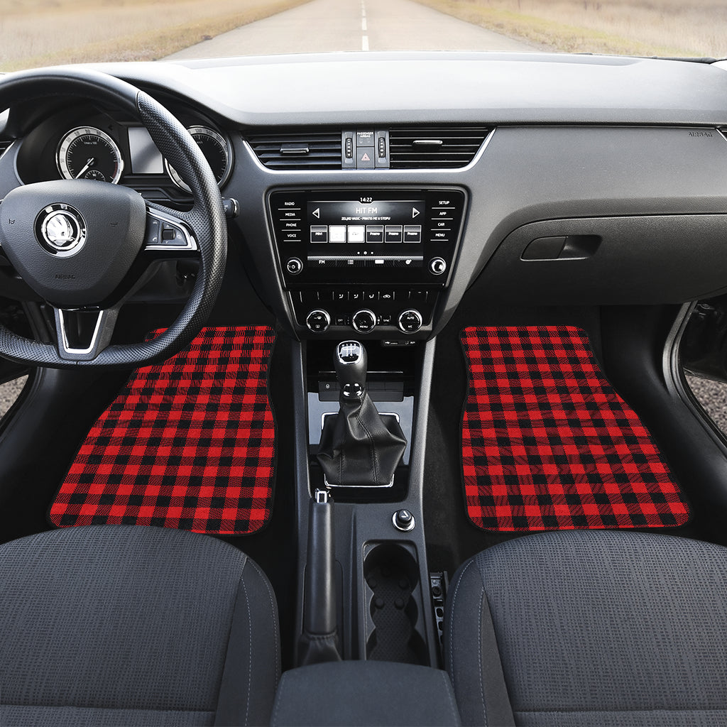 Red Black Buffalo Tartan Plaid Pattern Car Floor Mats Front Back