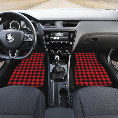 Red Black Buffalo Tartan Plaid Pattern Car Floor Mats Front Back