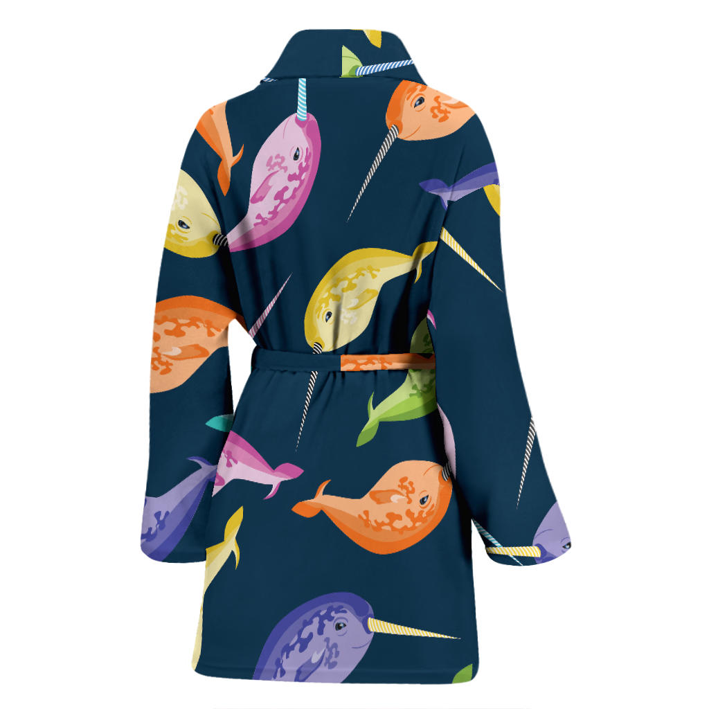 Narwhal Colorful Pattern Print Design 03 Women Bathrobe