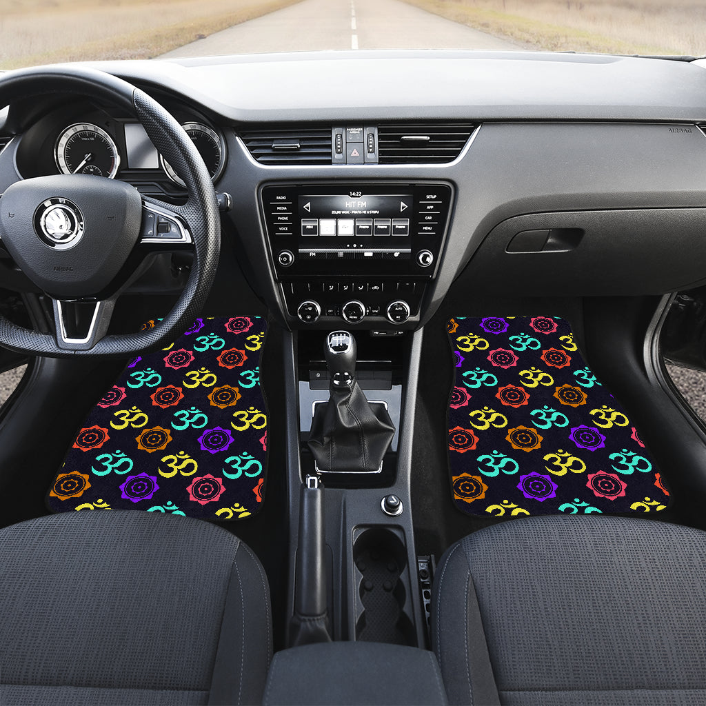 Chakra OM Print Pattern Car Floor Mats Front Back