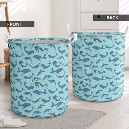 Narwhal Themed Print Laundry Basket