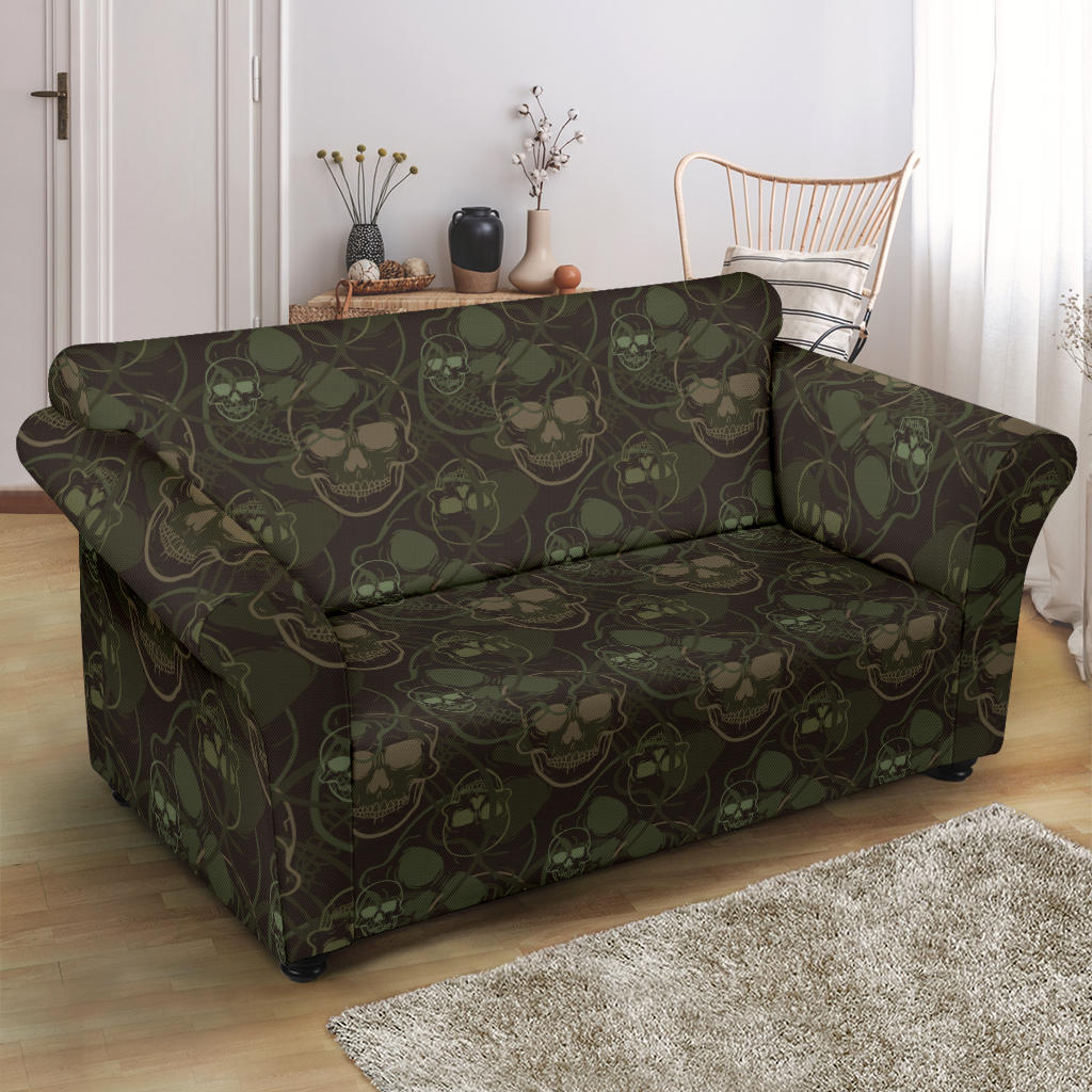 Skull Camo Style Print Design LKS308 Loveseat Couch Slipcover