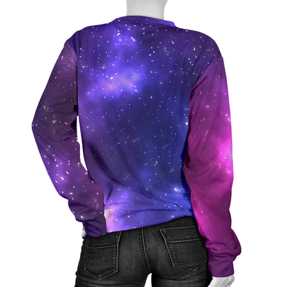 Celestial Purple Blue Galaxy Women Long Sleeve Sweatshirt