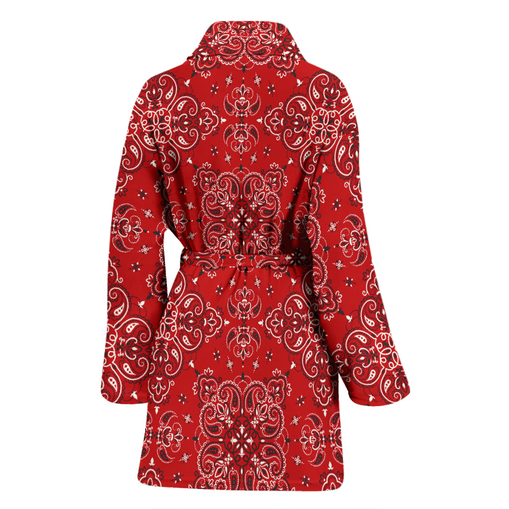 Bandana Red Pattern Print Design LKS3010 Women Bathrobe