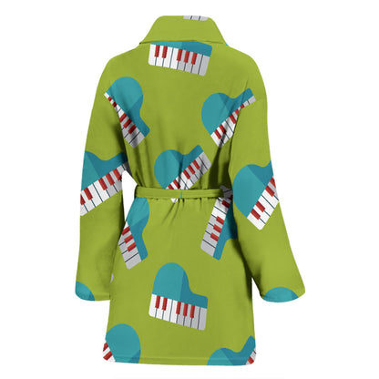 Piano Pattern Print Design 03 Women Bathrobe