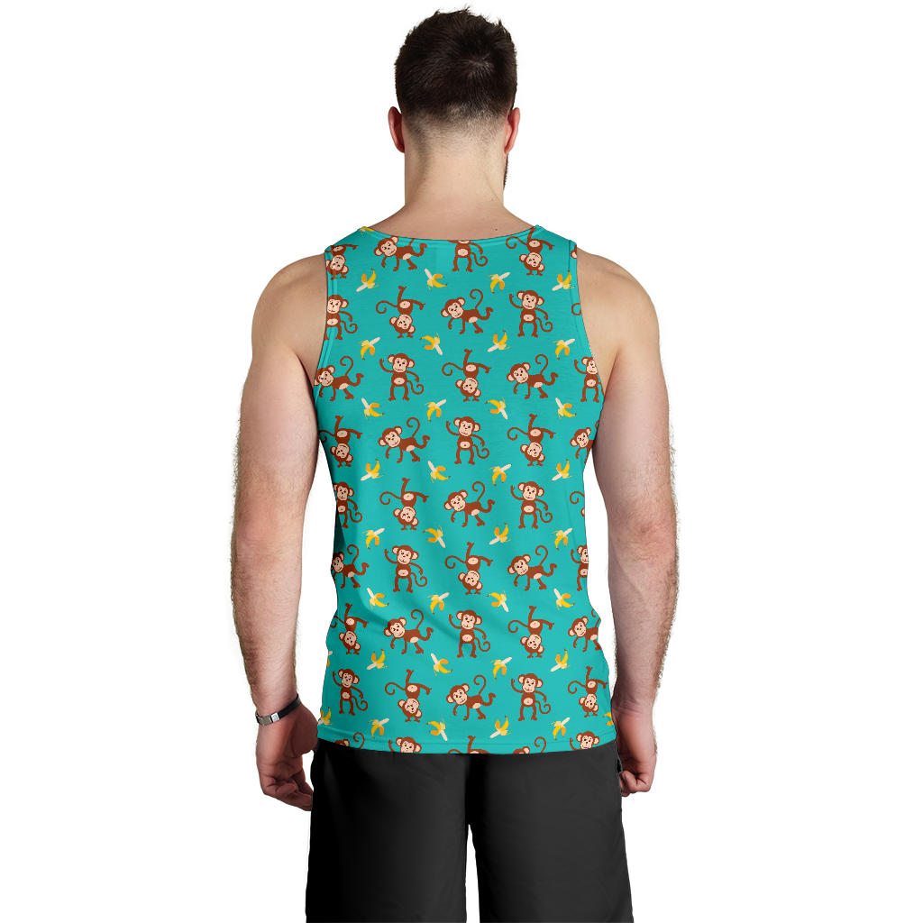 Monkey Banana Design Themed Print Men Tank Top