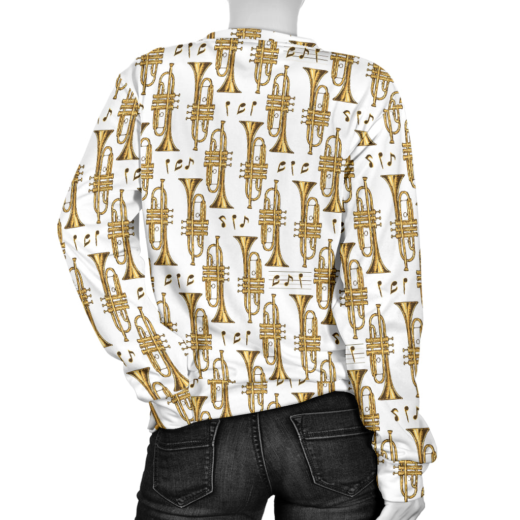 Trumpet with Music Note Print Women Long Sleeve Sweatshirt