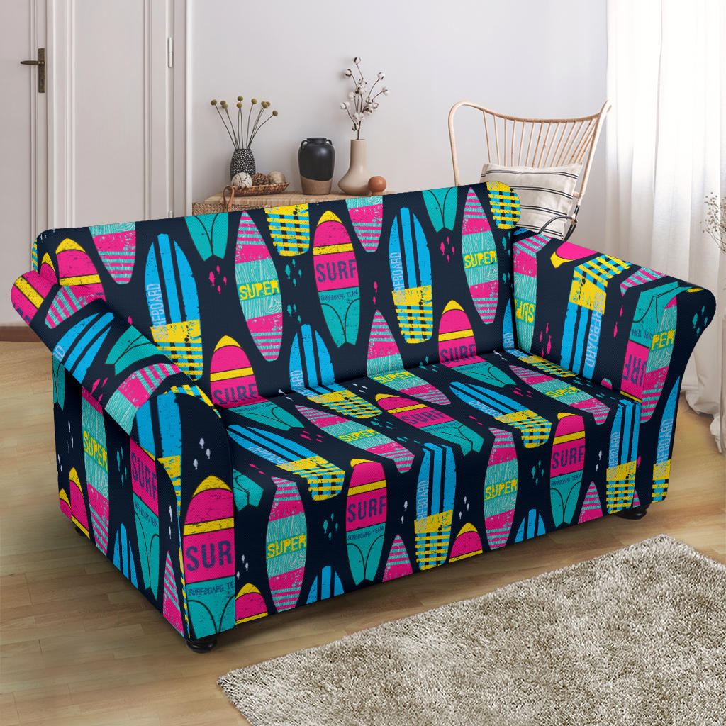 Surfboard Colorful Print Design LKS302 Loveseat Couch Slipcover