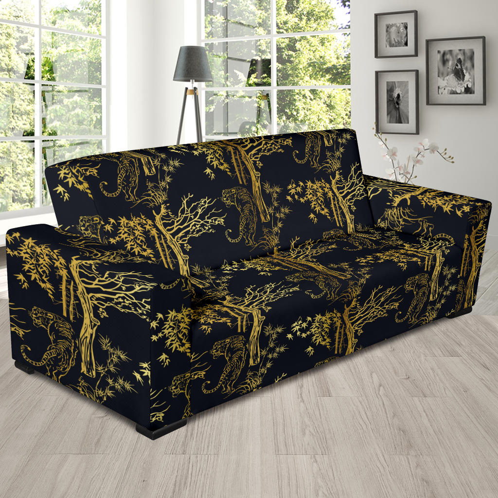 Tiger Gold Print Design LKS307 Sofa Slipcover