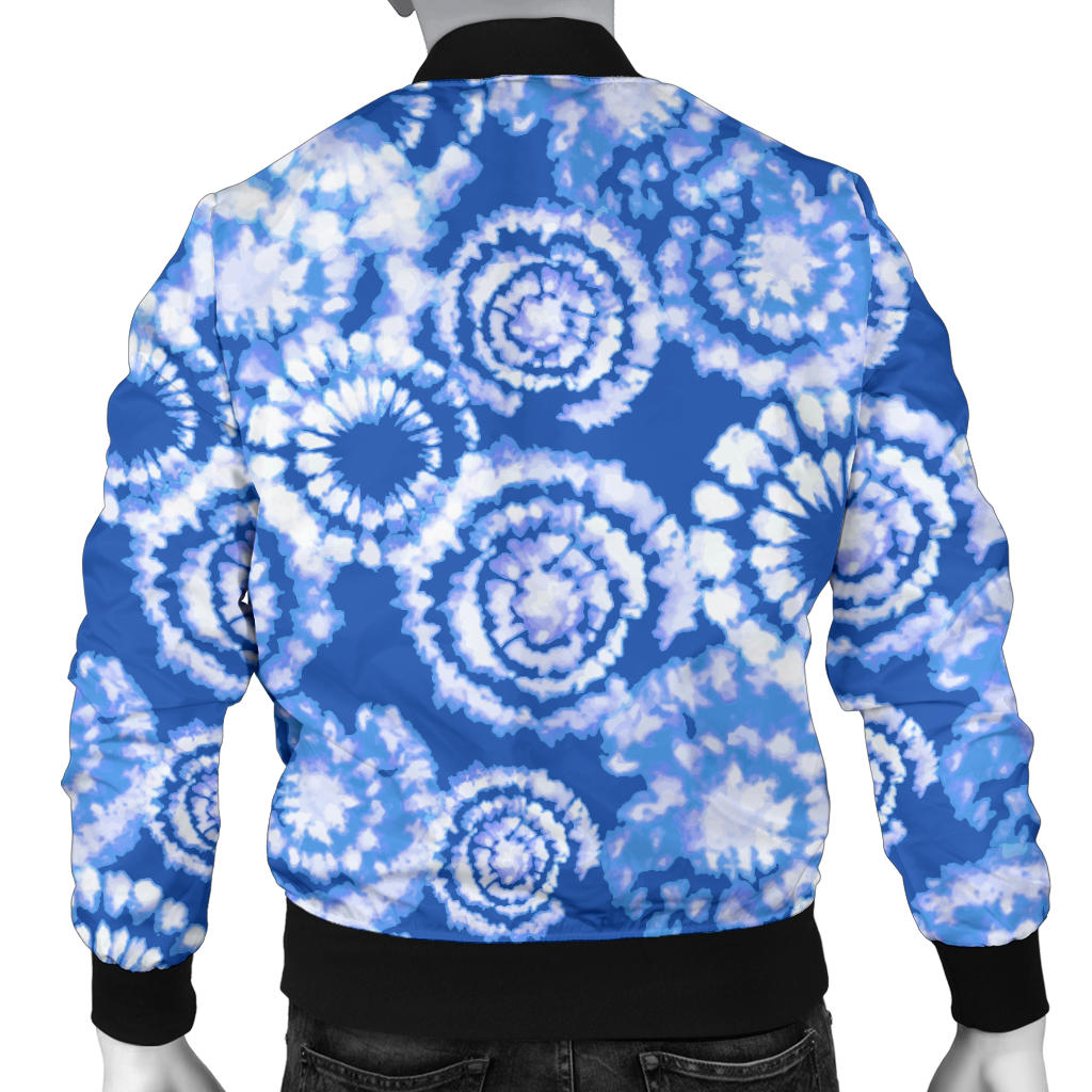 Tie Dye Blue Design Print Men Bomber Jacket