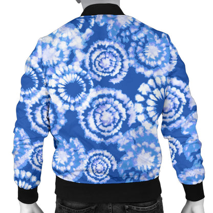 Tie Dye Blue Design Print Men Bomber Jacket